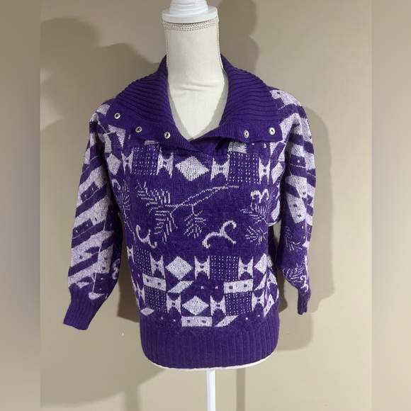 Vintage 80s white stag sweater size medium wool and acrylic - Picture 2 of 9